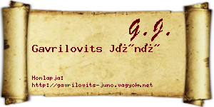 Gavrilovits Júnó névjegykártya